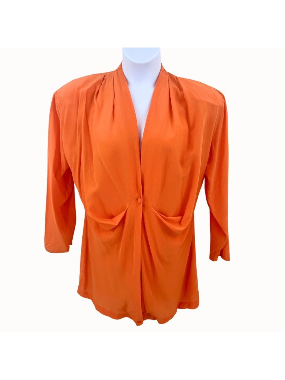 Vintage Restless Clothiers 100% Silk Washable Orange Draped Front Blazer Jacket